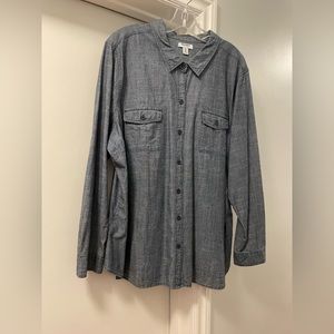 Old Navy Women’s Buttoned Down Shirt Long Sleeved Dark Chambray Denim XXL